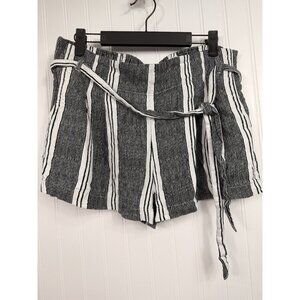 Indigo Rising Shorts Women's Size L Striped Linen Blend Belted Elastic Waist